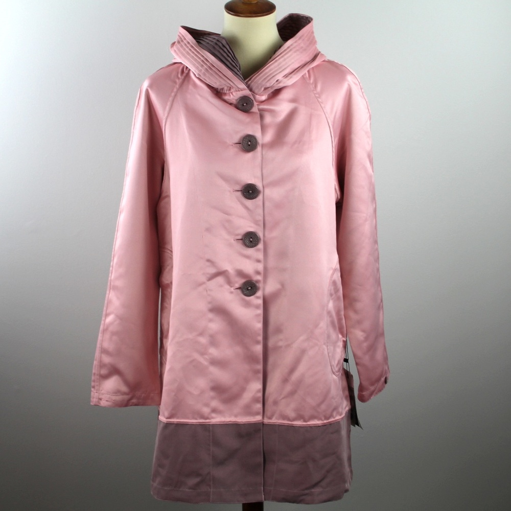 Lindi Reversible Hooded Rain Jacket Pink Brown M